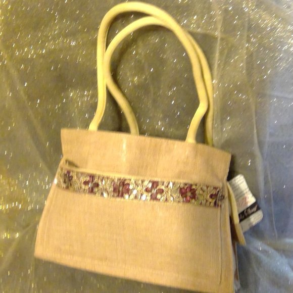 Jute Cottage Beige Sequined Purse - Picture 2 of 8